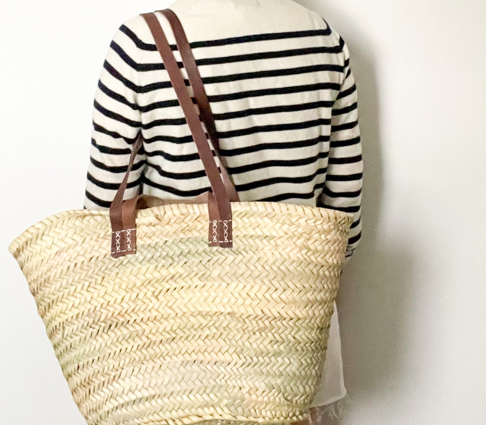 French Market Basket Tote with Double Handles